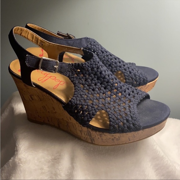 Jellypop Shoes - JELLYPOP Natural Woven Sling Back Cork Wedge Shoes